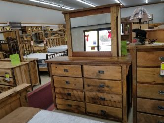 Barnwood Deluxe Oak 8 Drawer Dresser - Mirror Sold Seperate